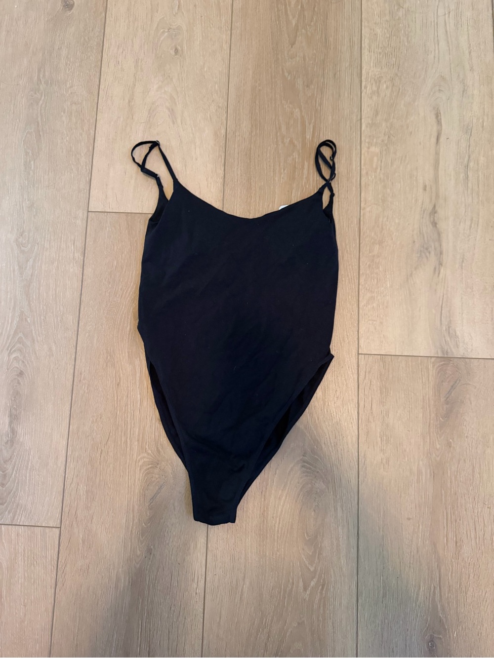 Free People Black One-Piece Bodysuit with Thin Straps